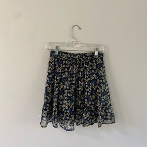 Vero Moda Blue and Cream Floral Skater Skirt